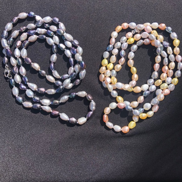 Two Honora freshwater baroque pearl multicolor necklaces in Sterling silver - Picture 2 of 7